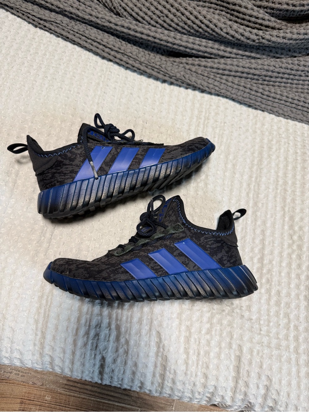Adidas Kids Black and Blue Slip-Ready Sneakers